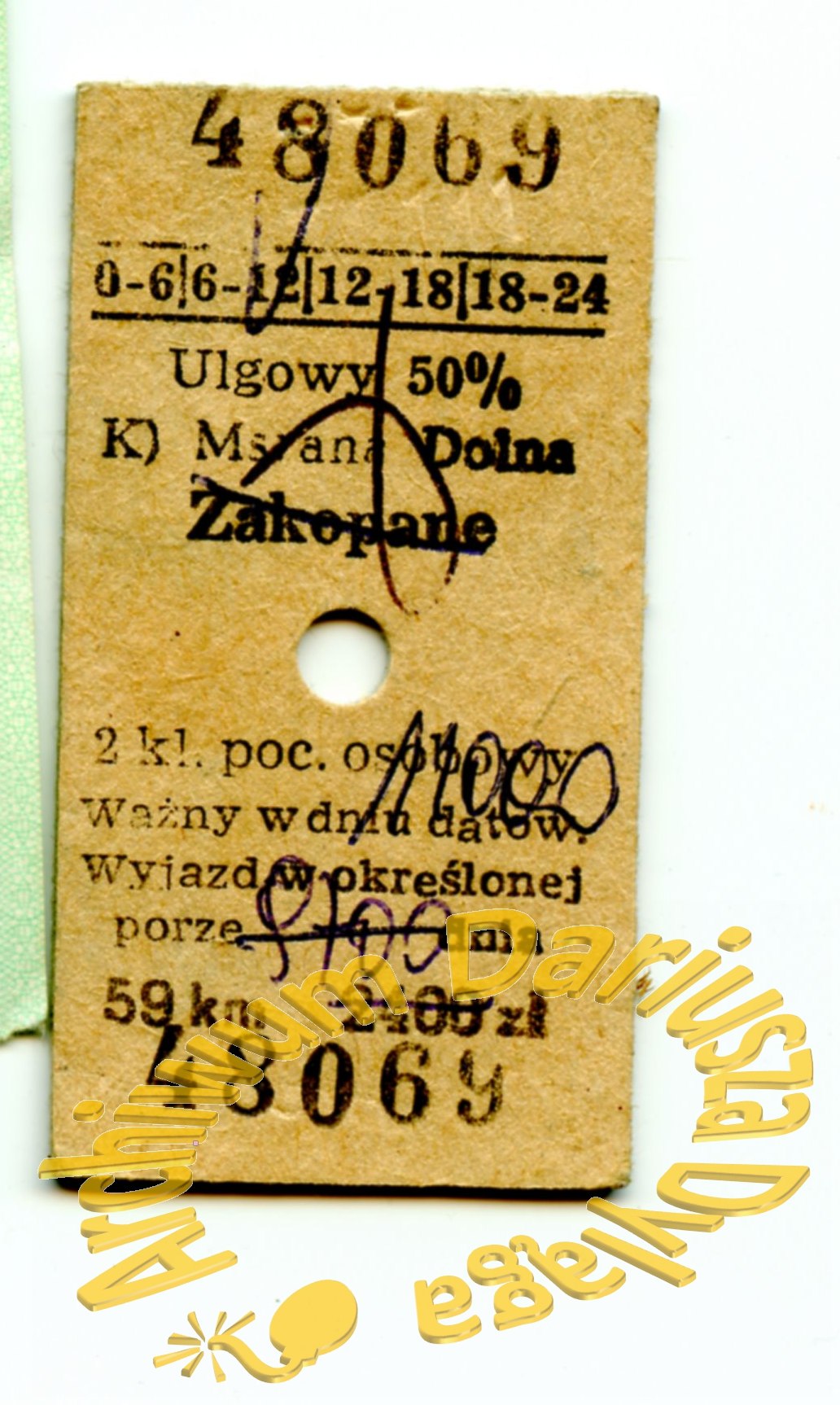 1992-bilet-mszana-zakopane