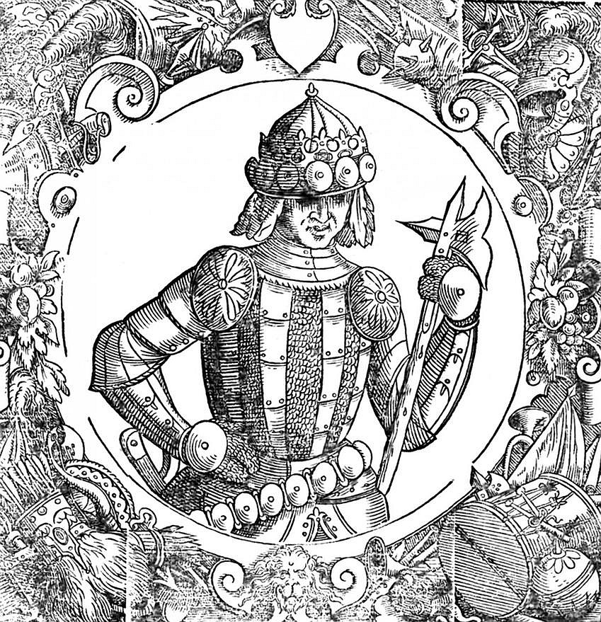 Rycina przedstawiająca Kazimierza II Sprawiedliwego w dziele Alessandra Guagniniego Sartmatiae Europeae descriptio z 1578 r.